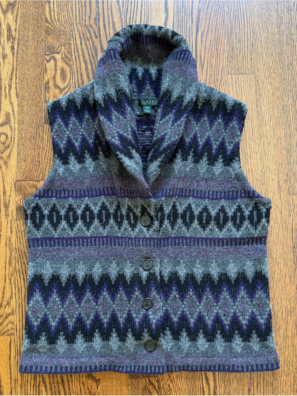 Vintage Ralph Lauren Aztec Wool sweater vest Women’s size Large